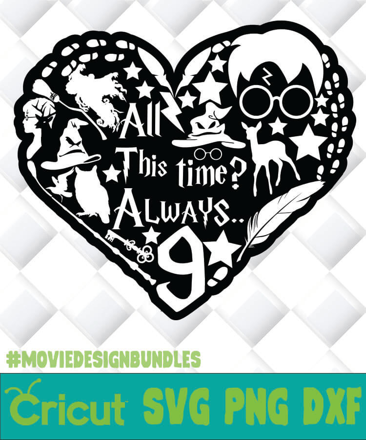 HARRY POTTER HEART BOLD SILHOUETTE SVG PNG DXF CLIPART