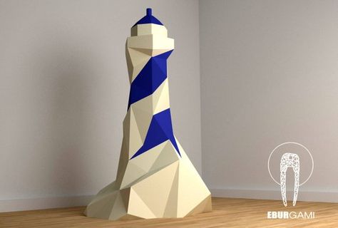 Lighthouse Papercraft Art, Home Decor, 3D lowpoly Lighthouse Model, DIY