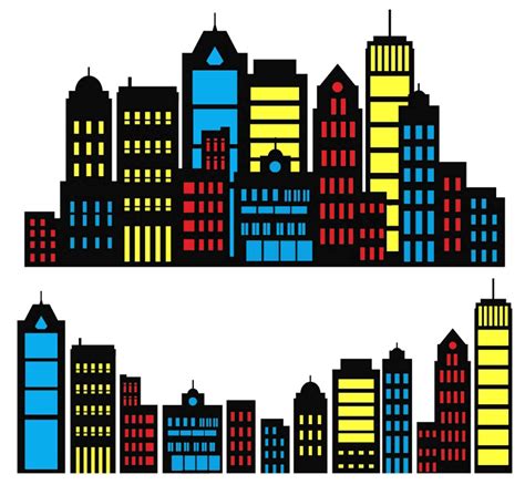 City Skyline Clipart Superhero Buildings and Building City - Etsy