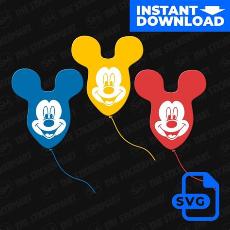 Disney Mickey Head Balloon Bundle SVG Instant Download | Scrapbook