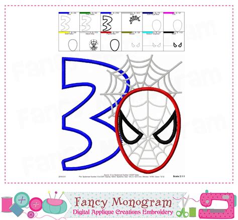 Spiderman Number 3 applique,Birthday number 3 applique,My 3rd birthday