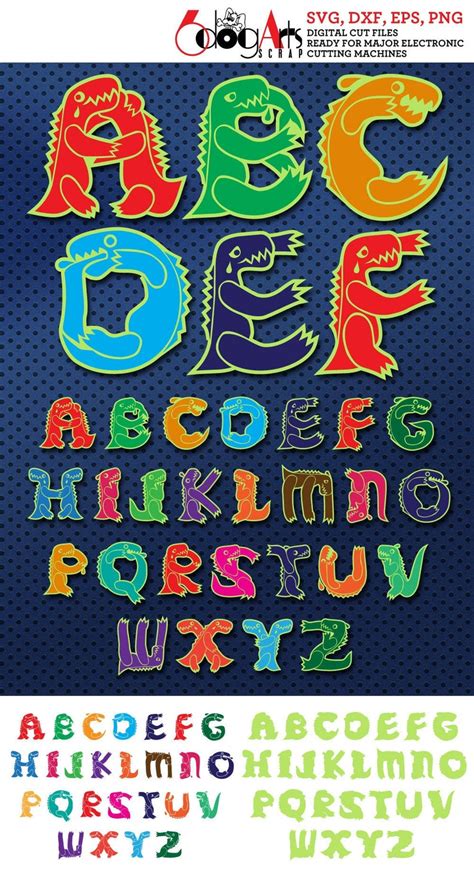 Dinosaur Alphabet Letters SVG DXF Diy Vector Images Monogram | Etsy UK