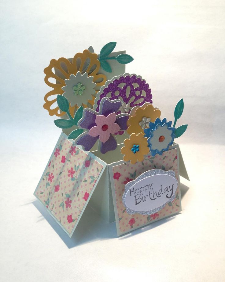 Beautiful floral birthday box card by Carol using the Box Cards SVG Kit