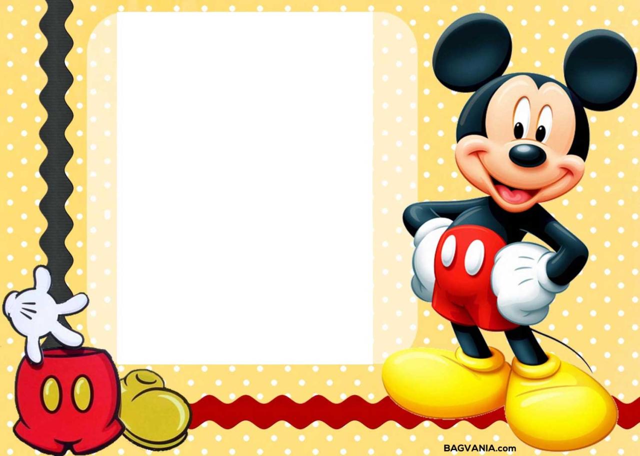 Mickey Mouse Birthday Card Template Free Svg
