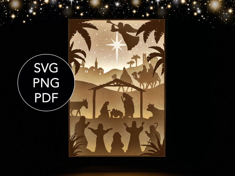 Nativity shadow box svg Cricut Christmas light box svg | Etsy