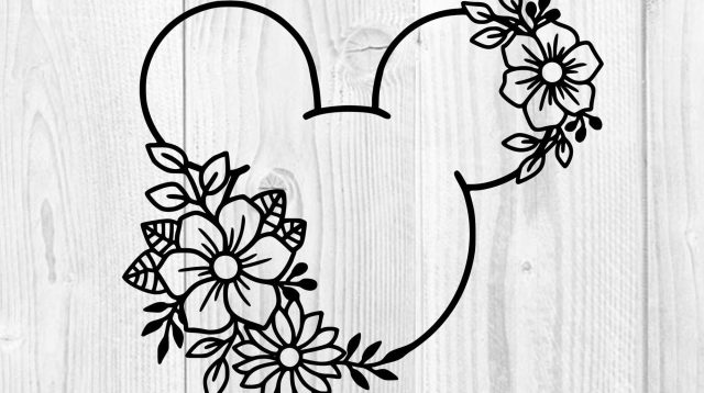 Mickey Mouse Flower Wreath Svg