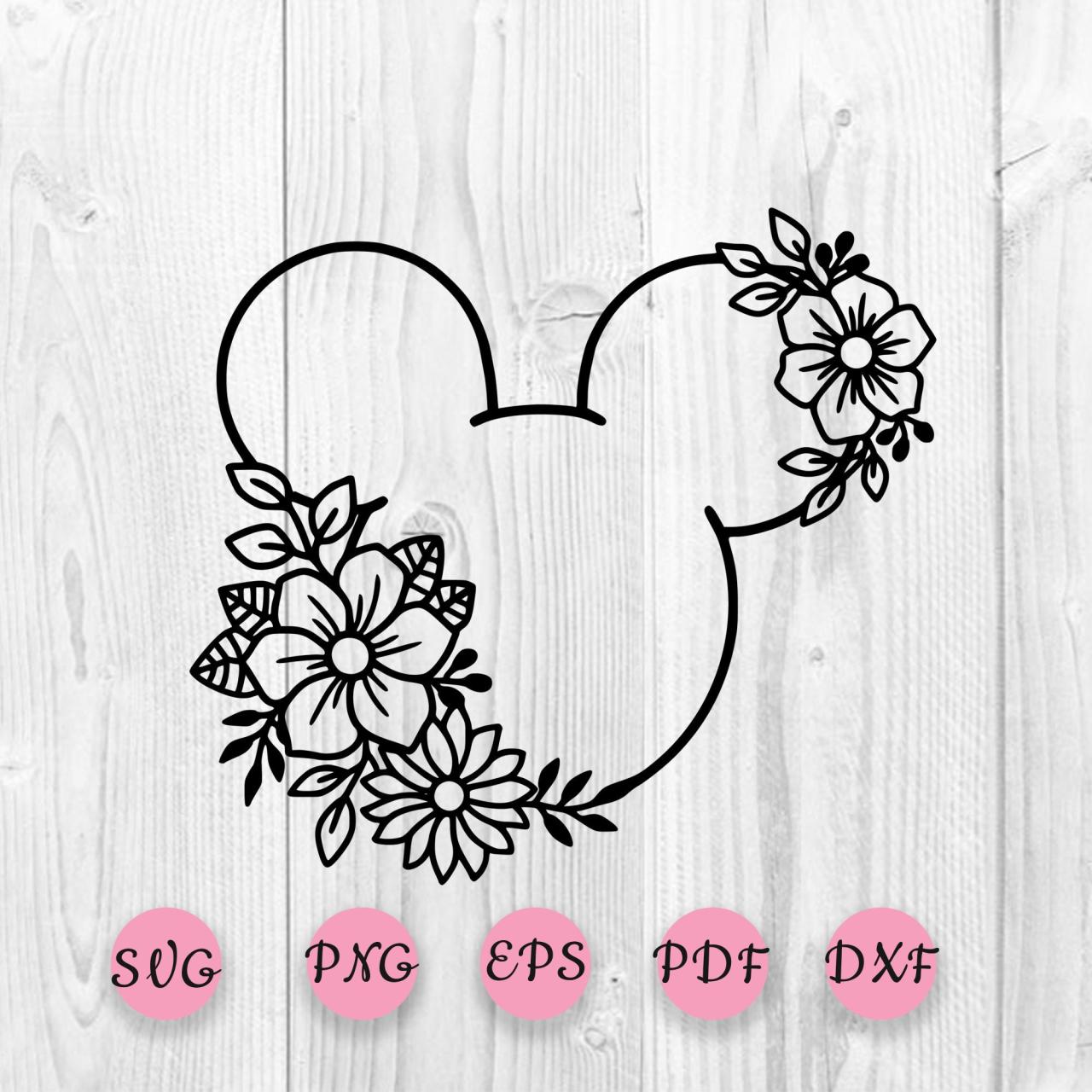 Mickey Mouse Flower Wreath Svg