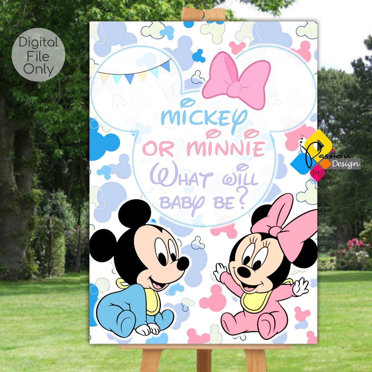 Mickey Mouse And Minnie Mouse Gender Reveal Svg