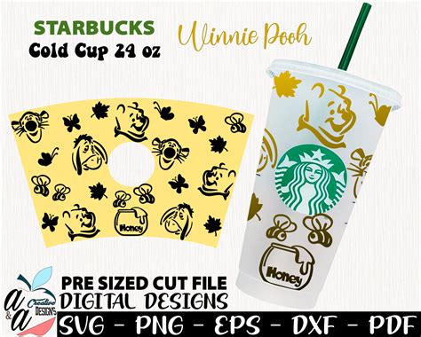 Winnie Pooh Svg Winnie Pooh Starbucks Full Wrap 24 Oz Pooh | Etsy