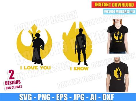 ⭐ I Love You I Know Han Leia SVG Cut File for Cricut & Silhouette