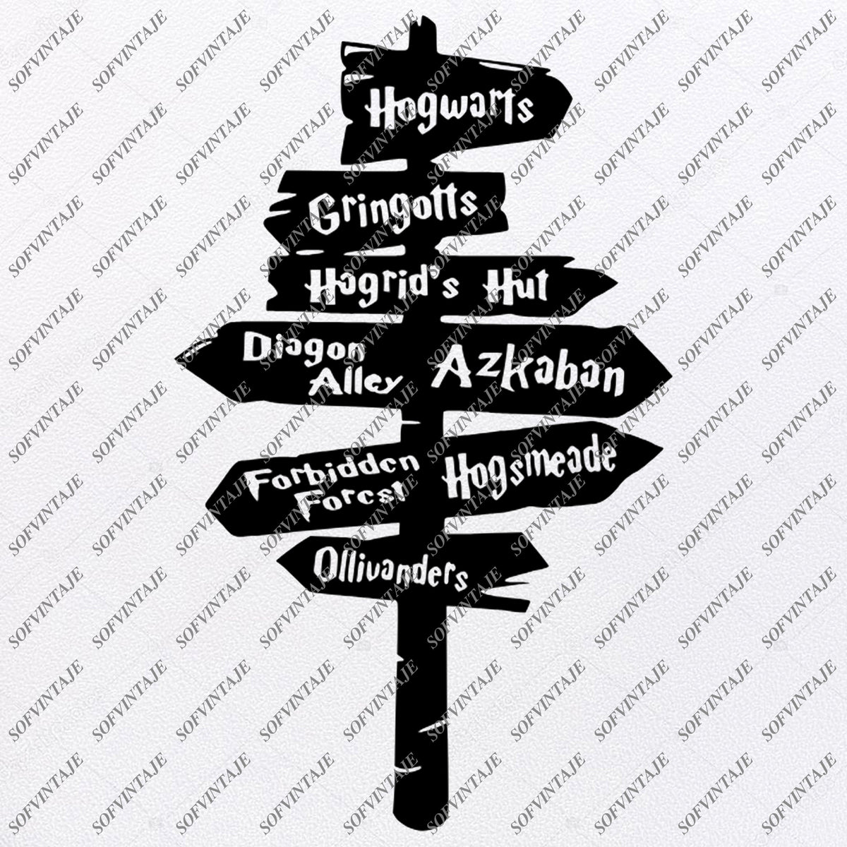 Harry Potter Svg File Hogwarts Road Sign Svg Harry Potter Decor Gringotts Svg Svg For Cricut Svg For Silhouette SVG EPS PDF DXF PNG JPG