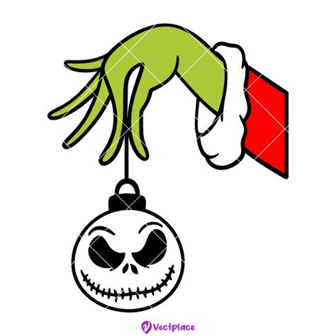 Grinch Hand Holding Jack Skellington Svg, Grinch Hand SVG, Christmas