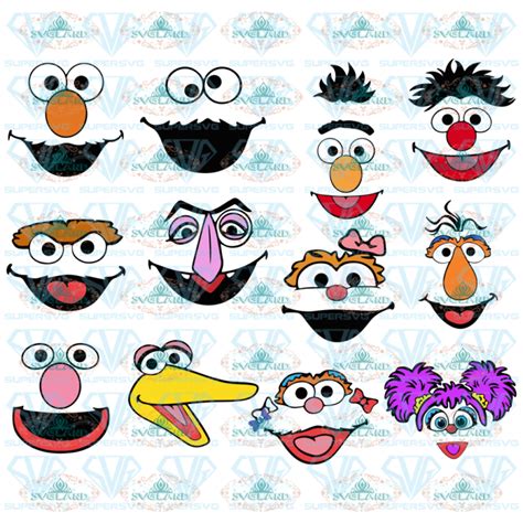 Sesame Street Faces, Bundle SVG, Sesame Street svg, Layered Elmo - SVGLand