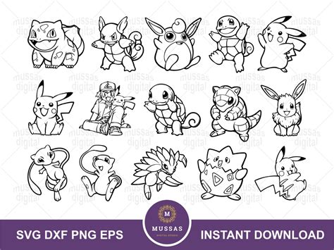 Pokemon Character SVG Bundle Outline Cut File Pokemon Vector | Vectorency