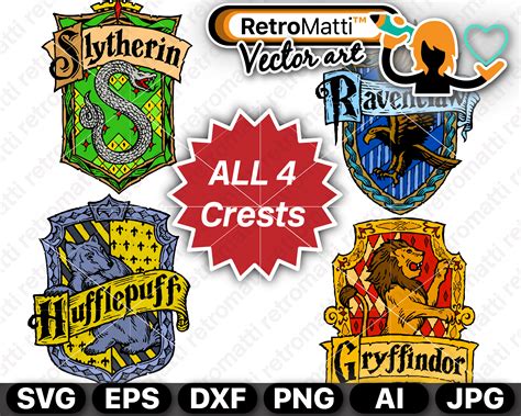 All Hogwart's Crests SVG | retromatti made and designed in canada