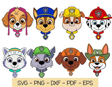 Paw Patrol Heads SVG Clipart PNG for Cricut Bundle | Etsy New Zealand