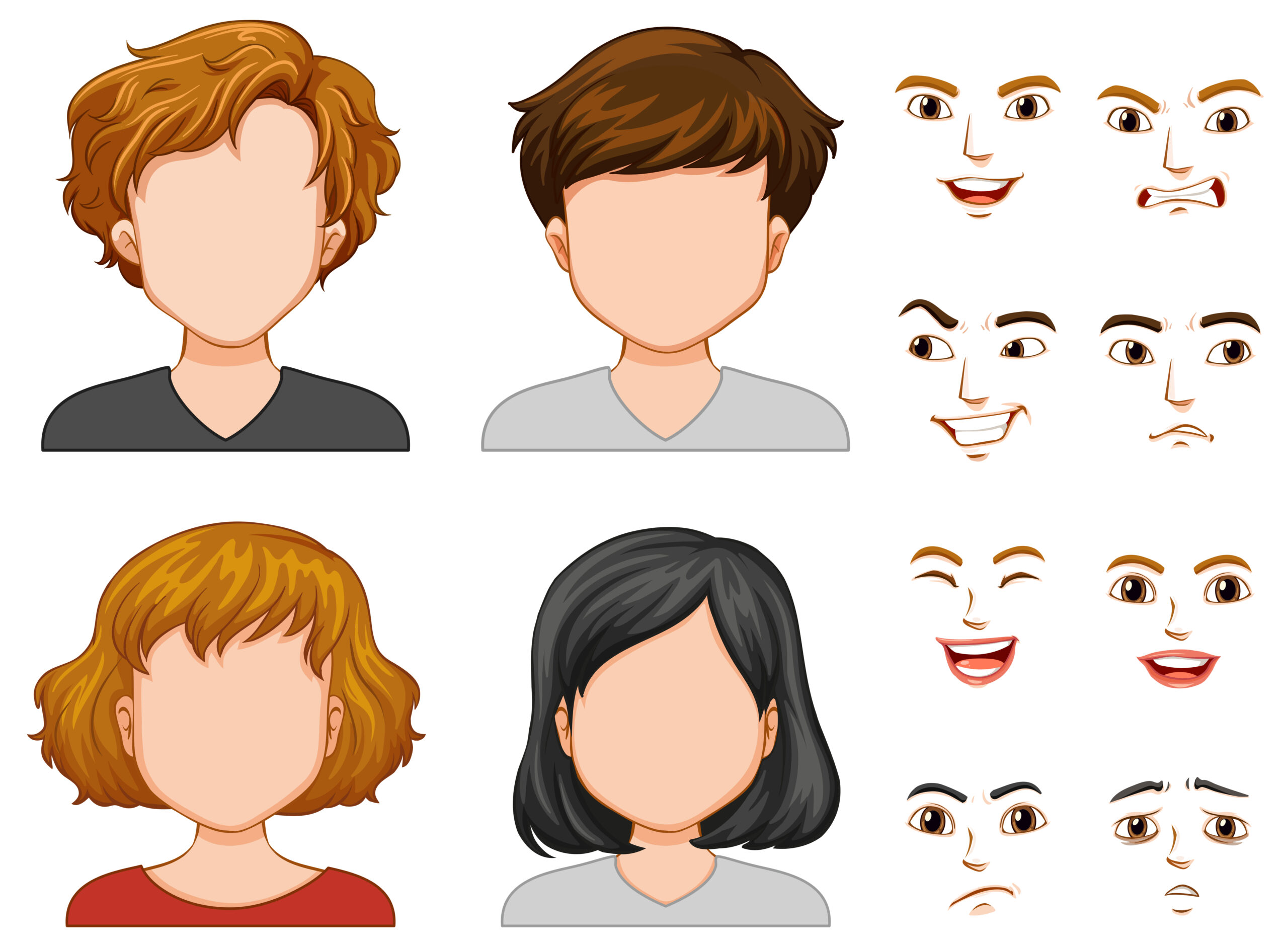 human characters with different faces vector scaled