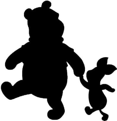 a silhouette of a bear and a bunny running