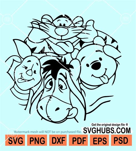 Winnie Pooh and Friends Circle SVG, Pooh best friends svg, Winnie Pooh