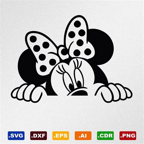 Minnie Mouse Peeking Svg Dxf Eps Ai Cdr Vector Files for | Etsy