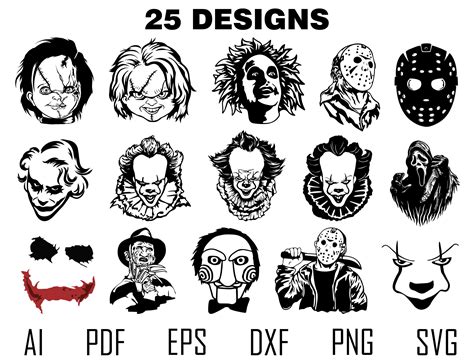 Horror Svg Movie Characters Svg Bundle Halloween Svg | Etsy